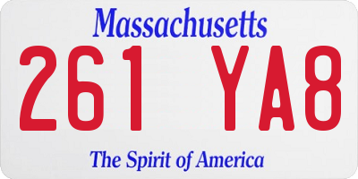 MA license plate 261YA8