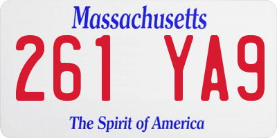 MA license plate 261YA9
