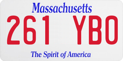MA license plate 261YB0