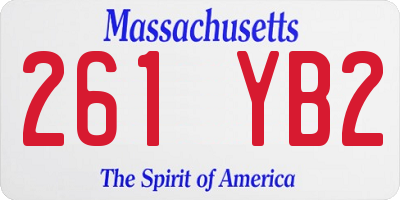MA license plate 261YB2