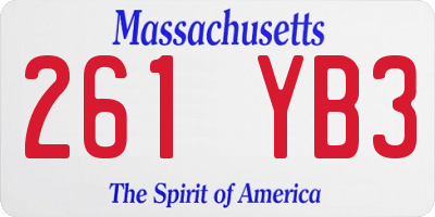 MA license plate 261YB3