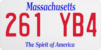 MA license plate 261YB4