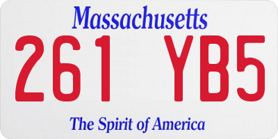 MA license plate 261YB5