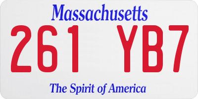 MA license plate 261YB7