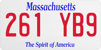 MA license plate 261YB9
