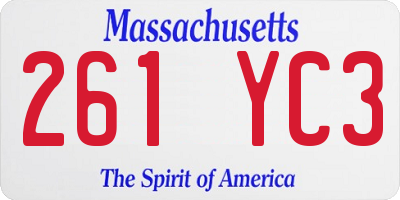 MA license plate 261YC3