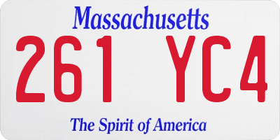 MA license plate 261YC4