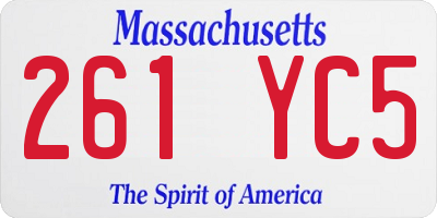 MA license plate 261YC5