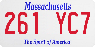 MA license plate 261YC7