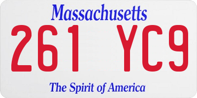 MA license plate 261YC9