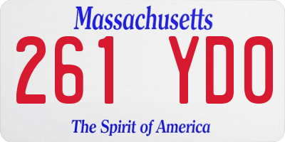 MA license plate 261YD0