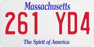 MA license plate 261YD4