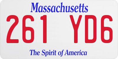 MA license plate 261YD6