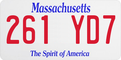 MA license plate 261YD7
