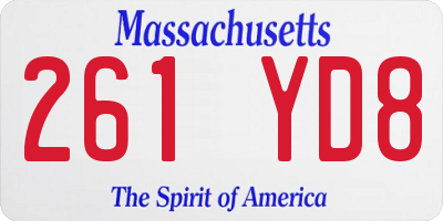 MA license plate 261YD8