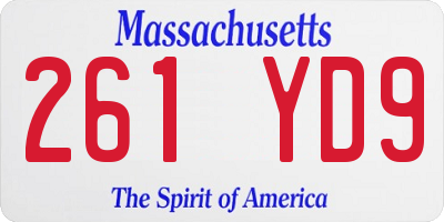 MA license plate 261YD9