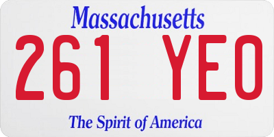 MA license plate 261YE0
