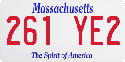 MA license plate 261YE2