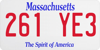 MA license plate 261YE3