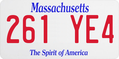 MA license plate 261YE4