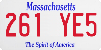 MA license plate 261YE5