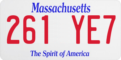 MA license plate 261YE7