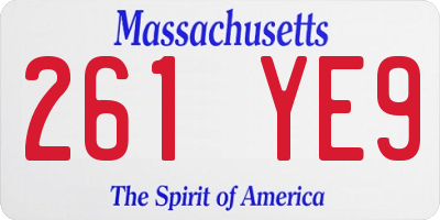 MA license plate 261YE9