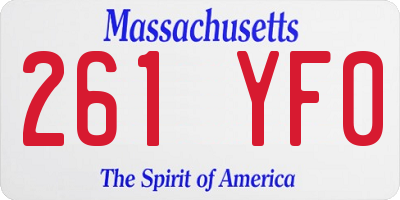 MA license plate 261YF0