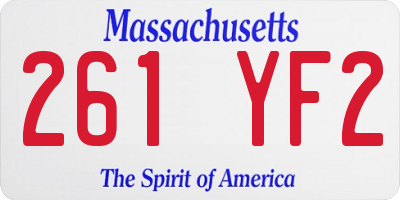 MA license plate 261YF2