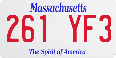 MA license plate 261YF3