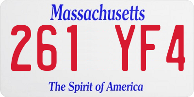 MA license plate 261YF4