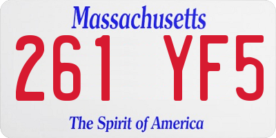 MA license plate 261YF5