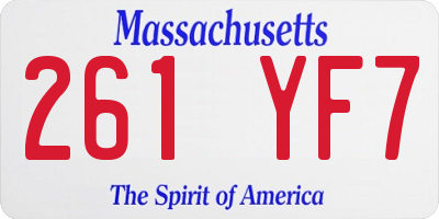 MA license plate 261YF7