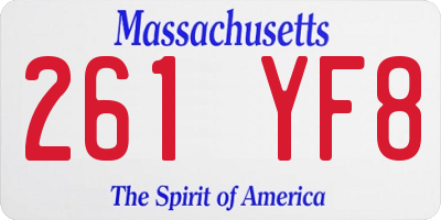 MA license plate 261YF8