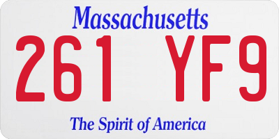 MA license plate 261YF9
