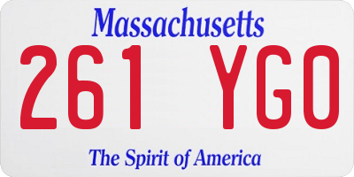 MA license plate 261YG0