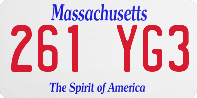 MA license plate 261YG3