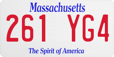 MA license plate 261YG4