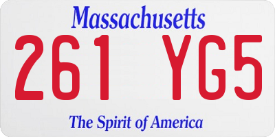 MA license plate 261YG5