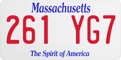 MA license plate 261YG7