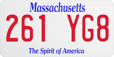 MA license plate 261YG8