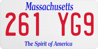 MA license plate 261YG9