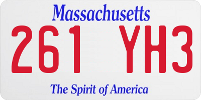 MA license plate 261YH3