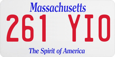 MA license plate 261YI0