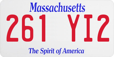 MA license plate 261YI2