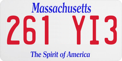 MA license plate 261YI3