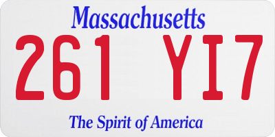 MA license plate 261YI7