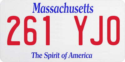 MA license plate 261YJ0