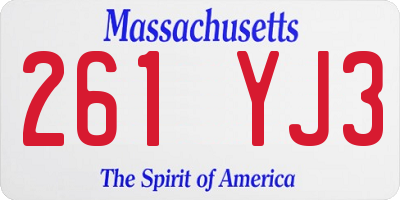 MA license plate 261YJ3