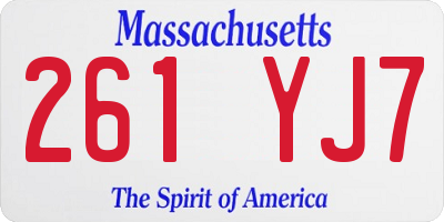 MA license plate 261YJ7